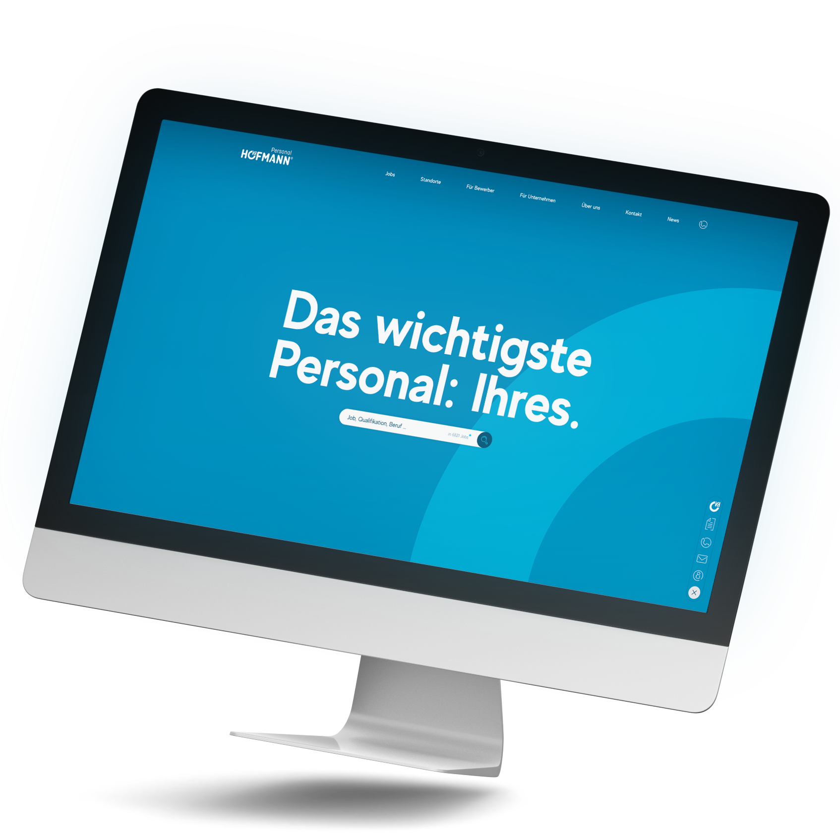 Mockup eines Desktops der Hofmann Personal Website. Fokus liegt auf der Personalvermittlung und Zeitarbeit.