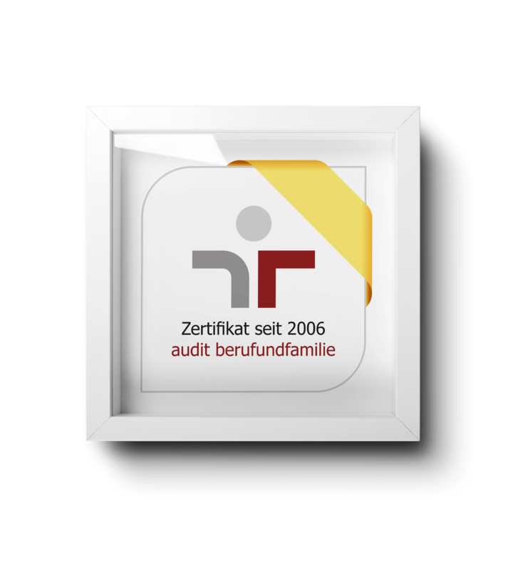 Auszeichnung audit berufundfamilie: Zertifikat für Hofmann Personal als familienfreundlicher Arbeitgeber in Zeitarbeit.