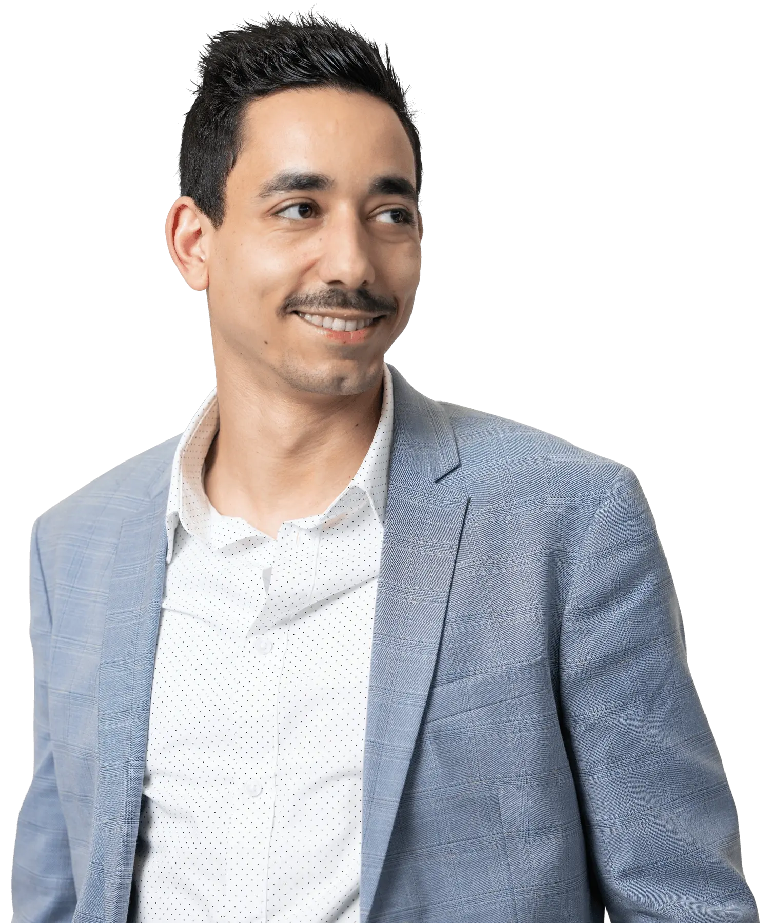 Ein professionell gekleideter Mann mit Sakko lächelt und repräsentiert Expertise in Zeitarbeit und Personalvermittlung.