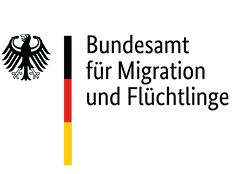 Logo des Bundesamts für Migration und Flüchtlinge mit Bundesadler und Deutschlandfarben